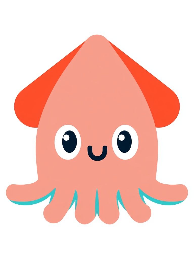 Cute Squid Cartoon Print. poster — kids art