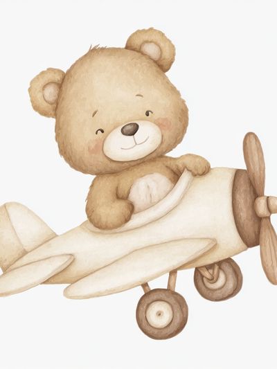 Teddy Bear Airplane Nursery Print. poster print