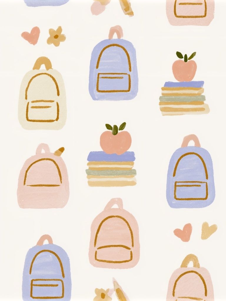 Pastel Backpack Pattern Print. poster detail