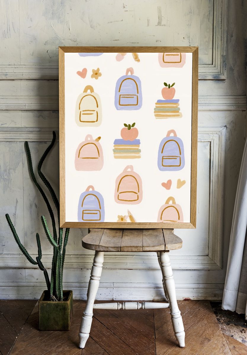 Pastel Backpack Pattern Print. — room view 1