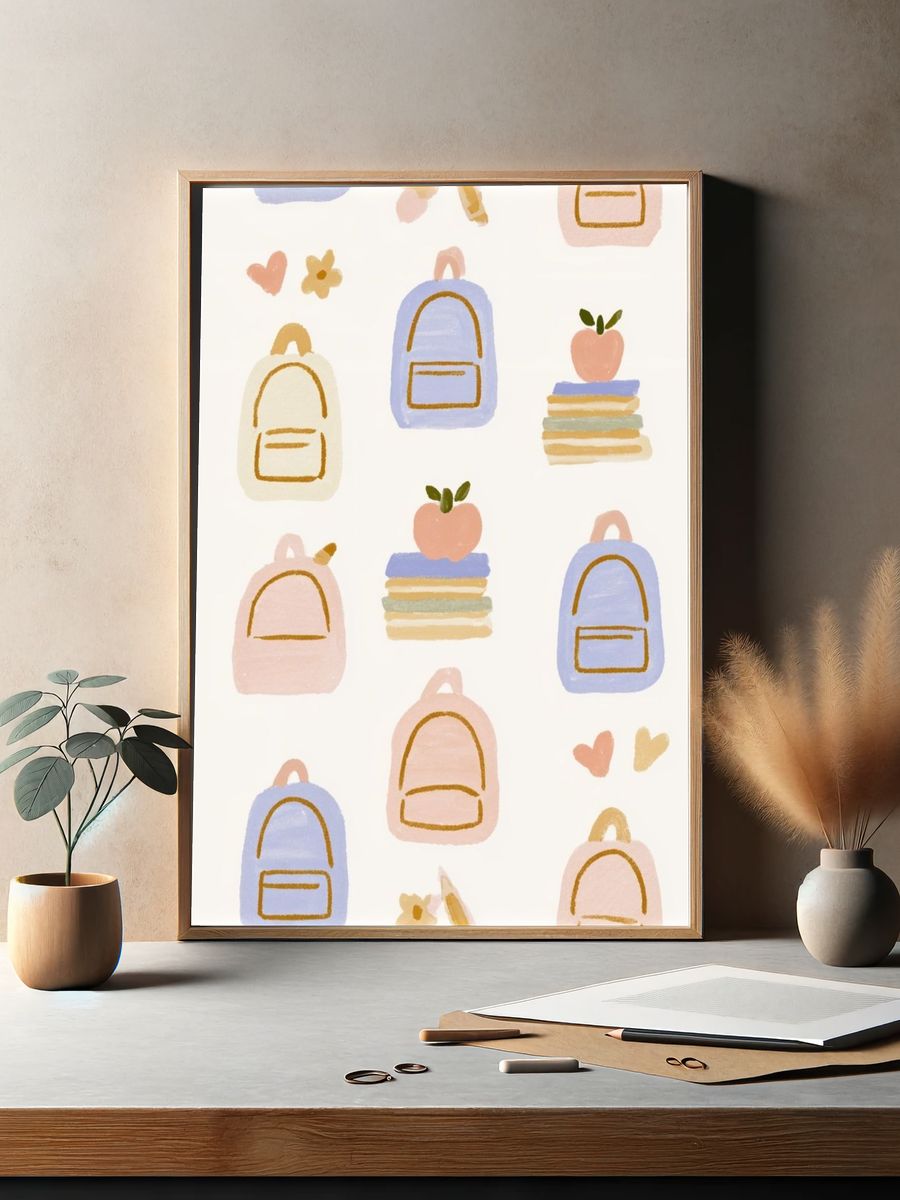 Pastel Backpack Pattern Print. — room view 2