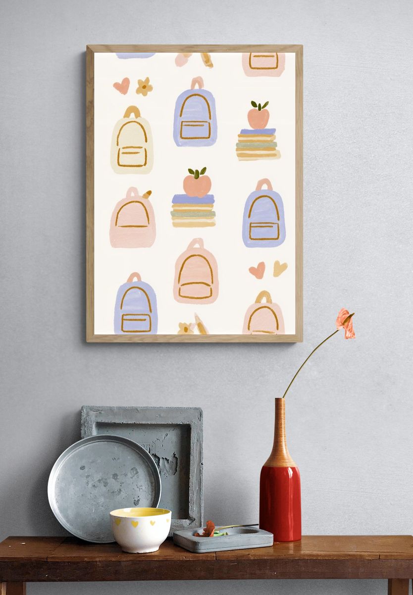 Pastel Backpack Pattern Print. — room view 3