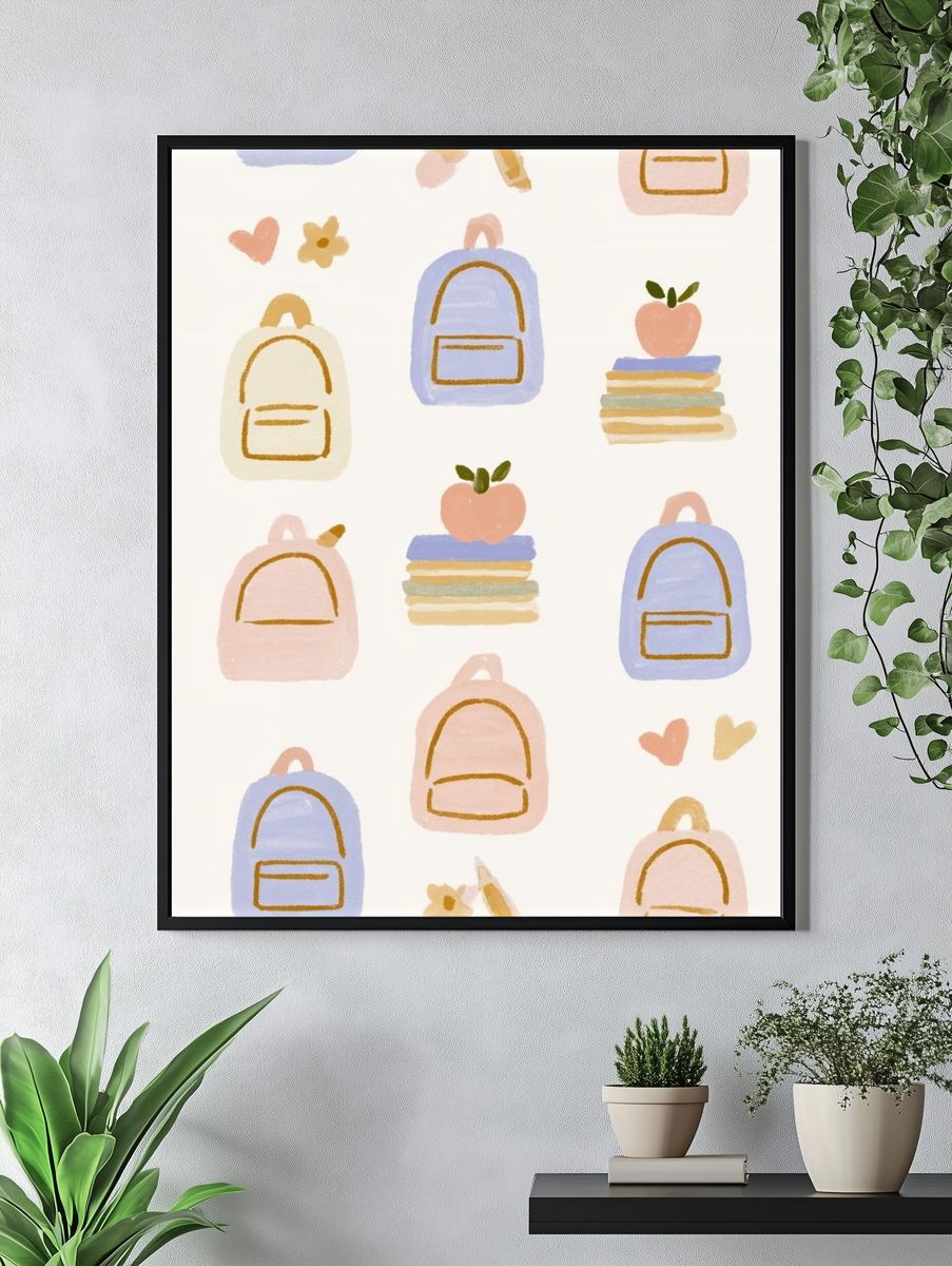 Pastel Backpack Pattern Print. — room view 4