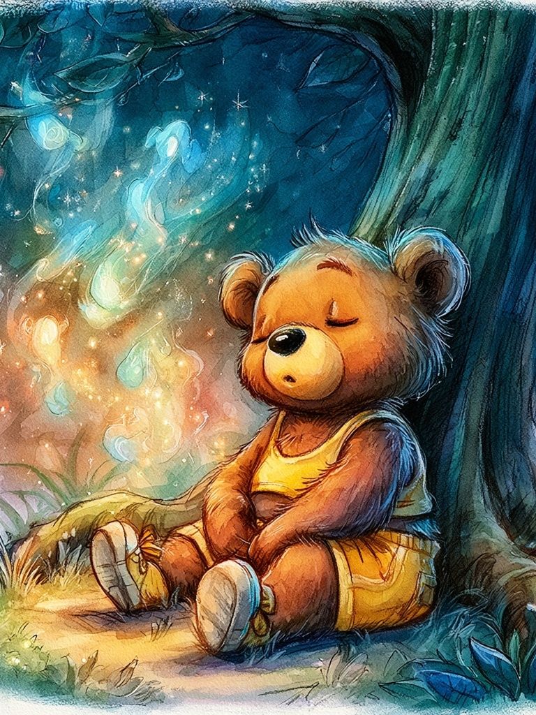 Sleeping Teddy Bear Nursery Print. poster detail