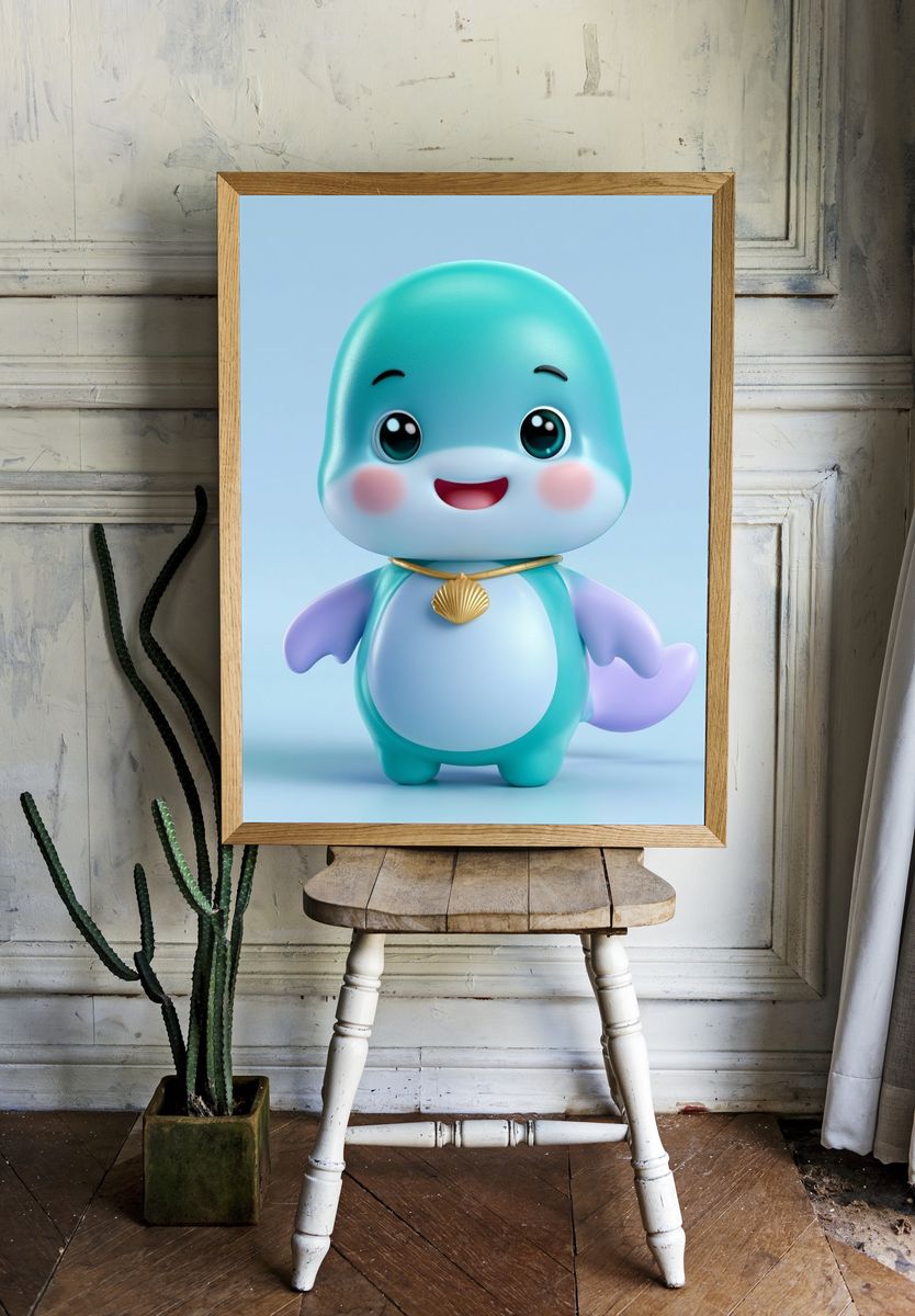 Cute Baby Dinosaur Illustration Poster. room preview