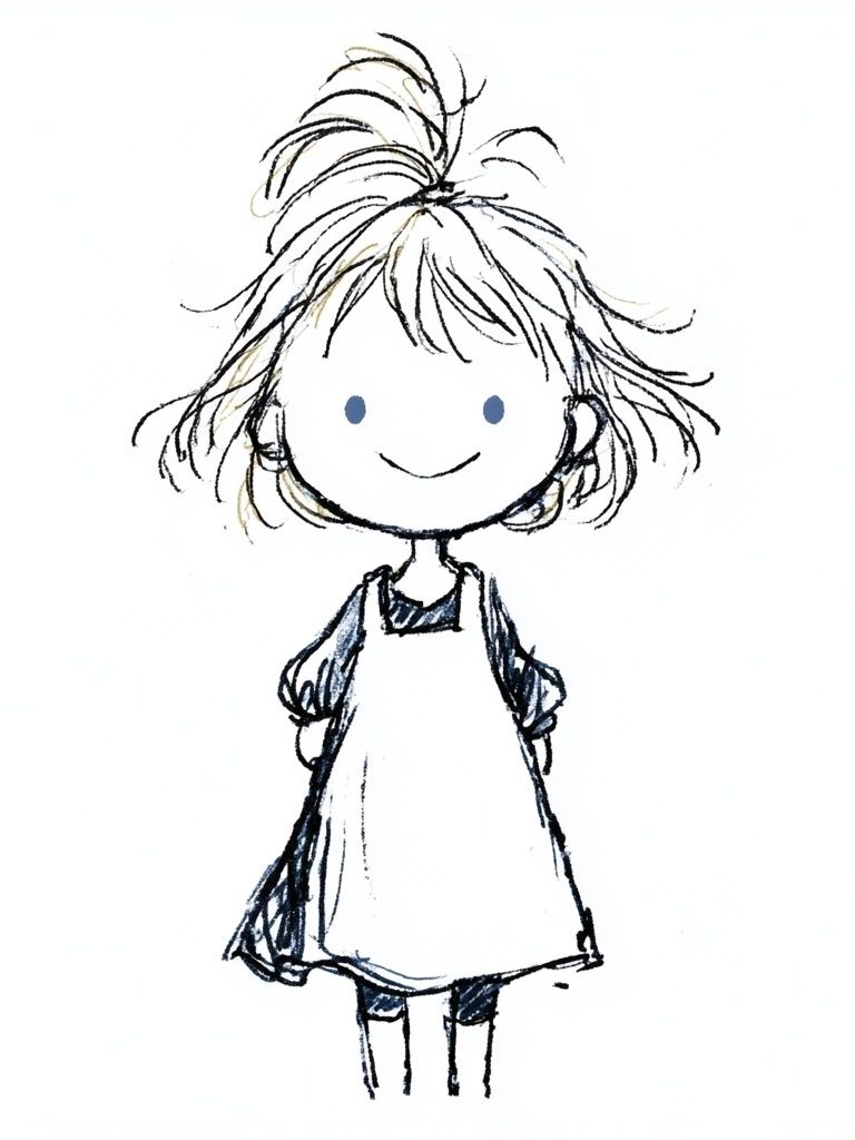 Smiling Girl Sketch Poster. poster — kids art