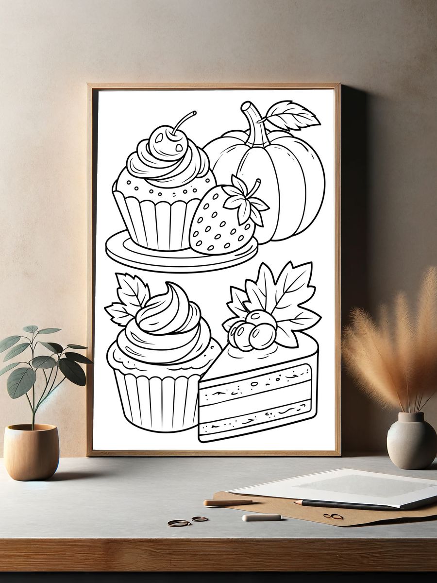 Dessert Treats Coloring Poster. — room view 2