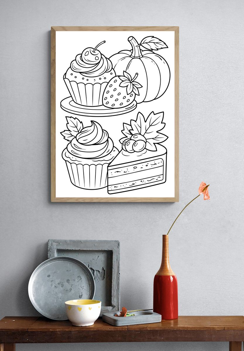 Dessert Treats Coloring Poster. — room view 3