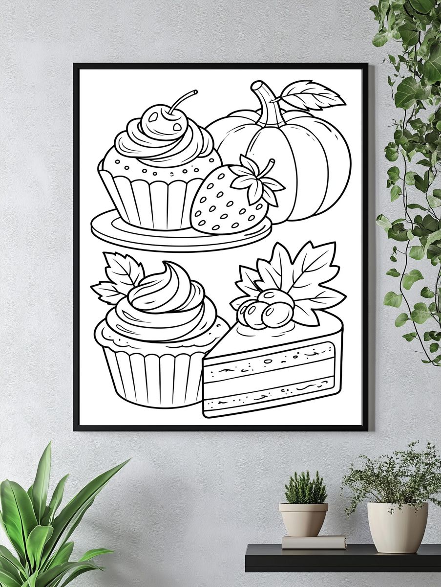 Dessert Treats Coloring Poster. — room view 4