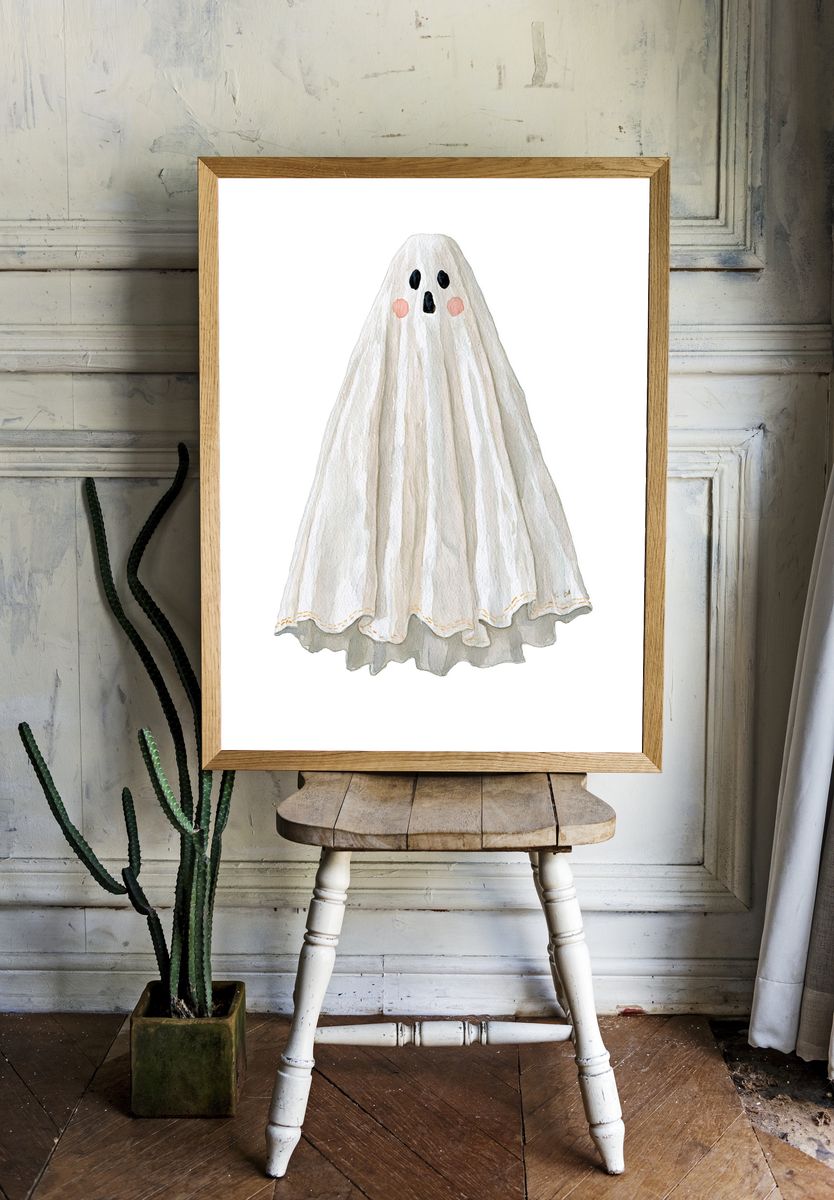 Watercolor Ghost Nursery Print. — room view 1