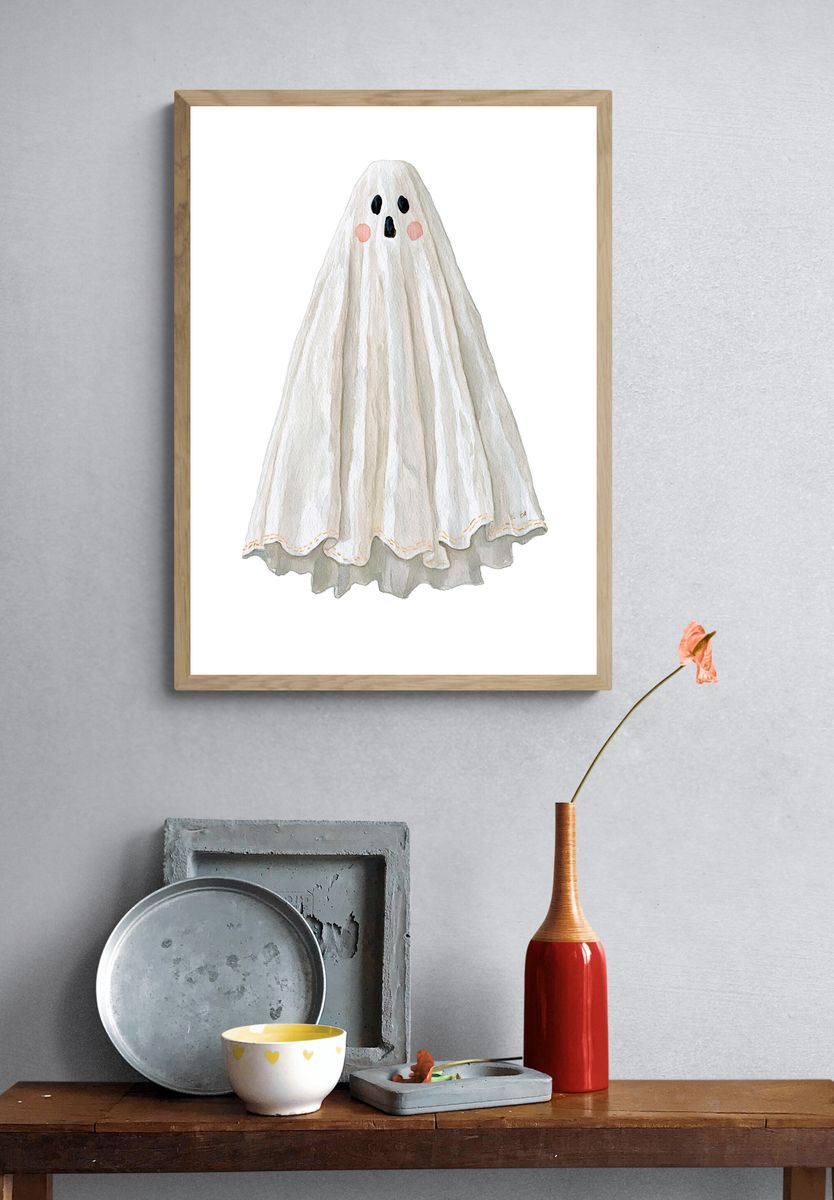 Watercolor Ghost Nursery Print. — room view 3