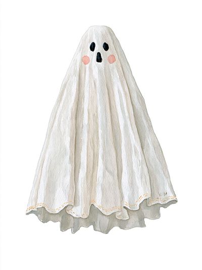 Watercolor Ghost Nursery Print. poster