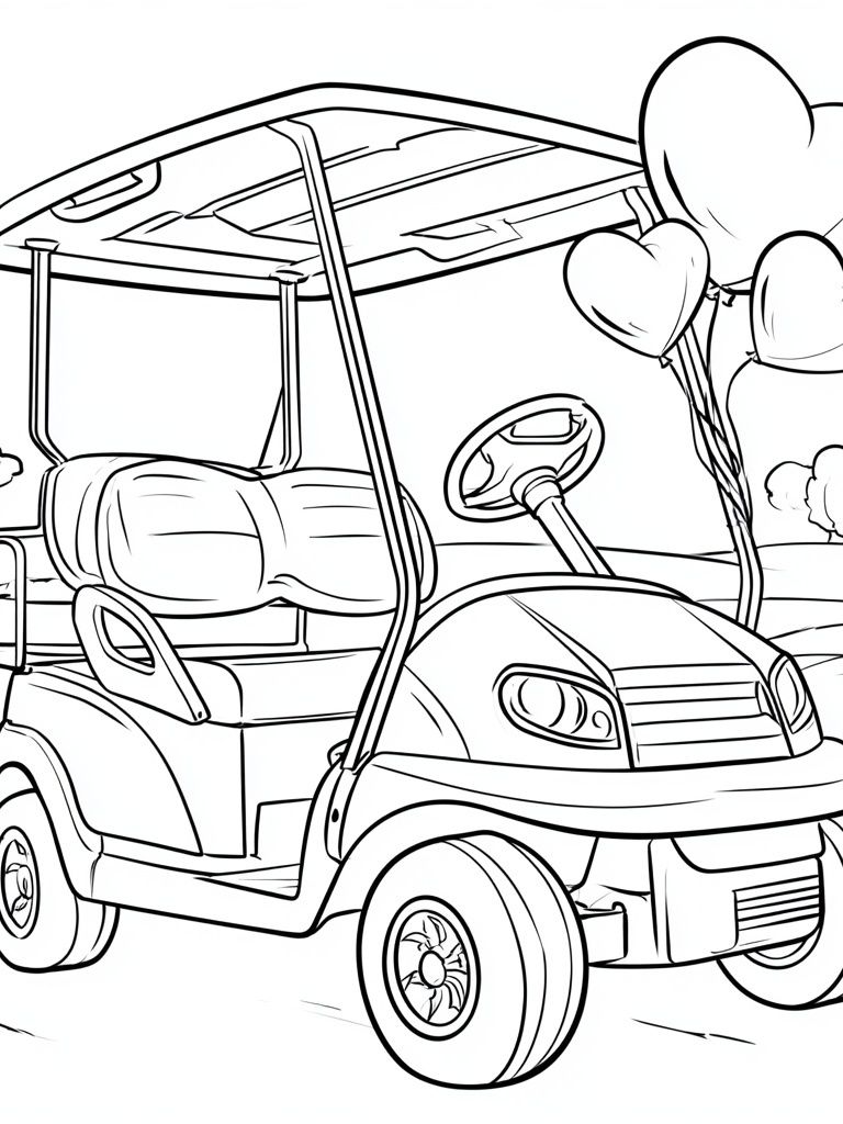 Golf Cart Heart Line Art Poster. poster — kids art