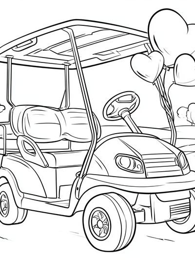Golf Cart Heart Line Art Poster. poster