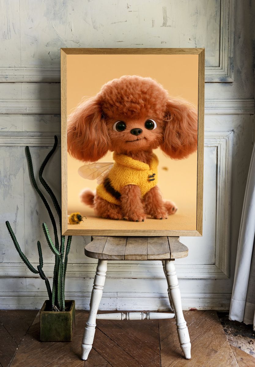 Cute Poodle Bee Costume Poster. room preview