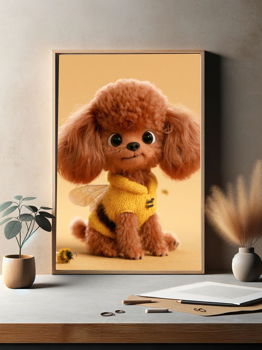 Cute Poodle Bee Costume Poster. — room view 2