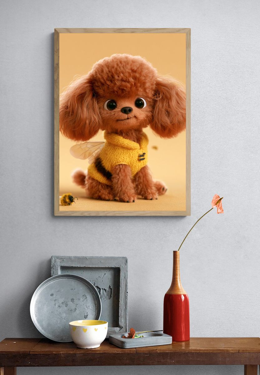 Cute Poodle Bee Costume Poster. — room view 3