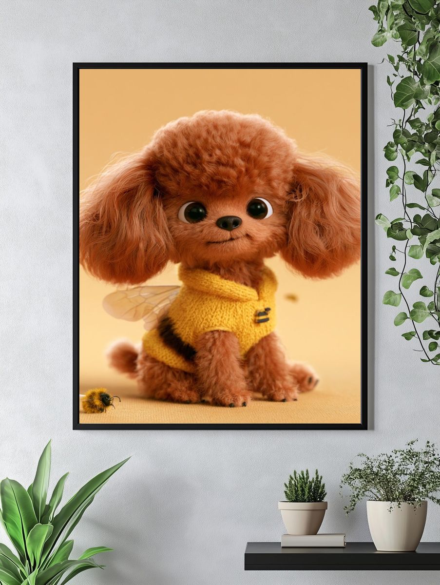 Cute Poodle Bee Costume Poster. — room view 4