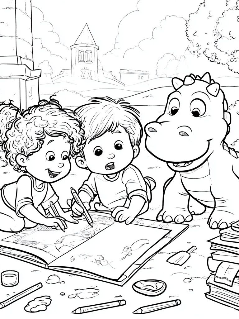 Kids Coloring Castle Adventure Print. poster detail