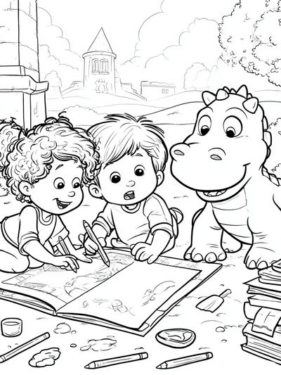 Kids Coloring Castle Adventure Print. poster