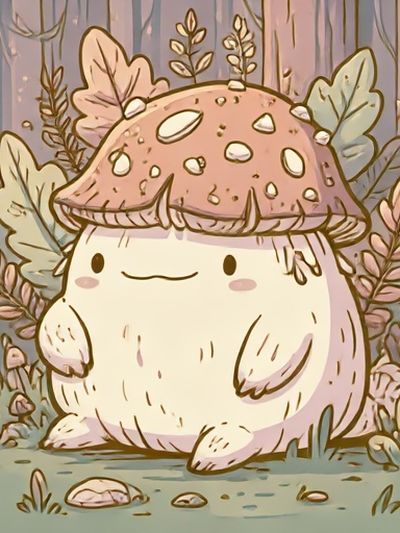 Cute Mushroom Creature Illustration Poster. poster