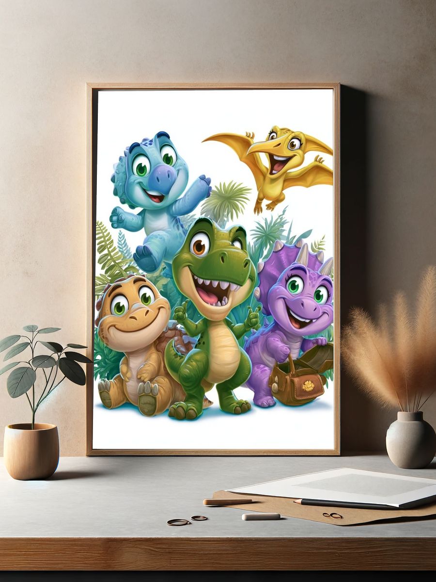 Cute Cartoon Dinosaurs Poster. — room view 2