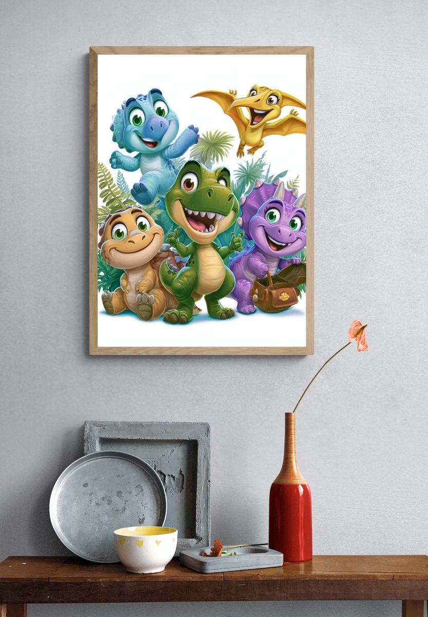 Cute Cartoon Dinosaurs Poster. — room view 3