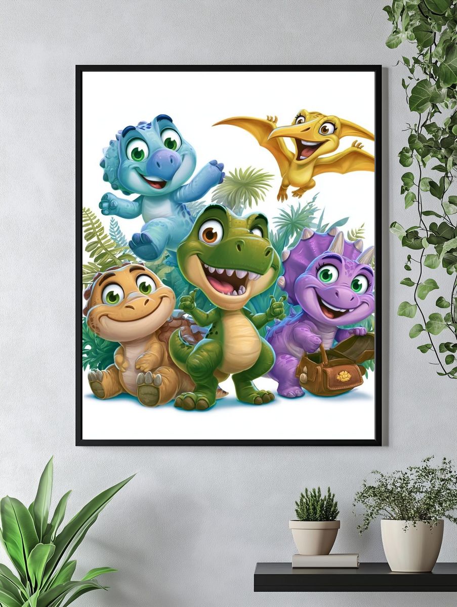 Cute Cartoon Dinosaurs Poster. — room view 4