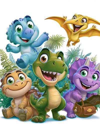 Cute Cartoon Dinosaurs Poster. poster
