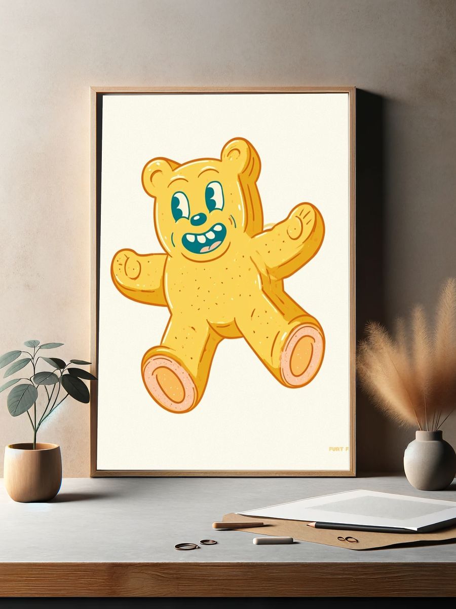 Cute Teddy Bear Cartoon Poster. — room view 2