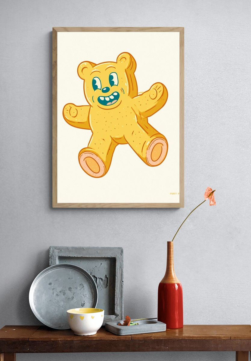 Cute Teddy Bear Cartoon Poster. — room view 3