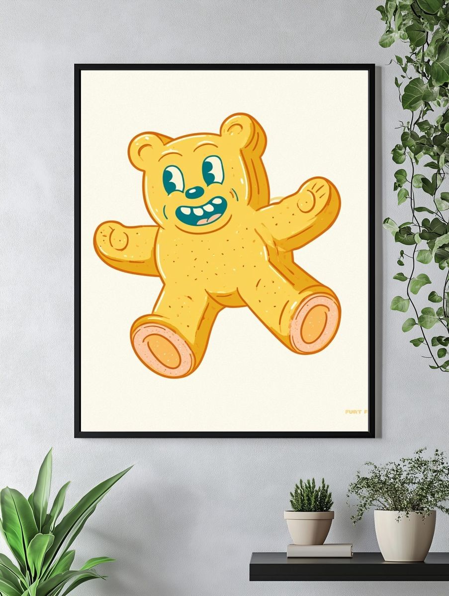Cute Teddy Bear Cartoon Poster. — room view 4