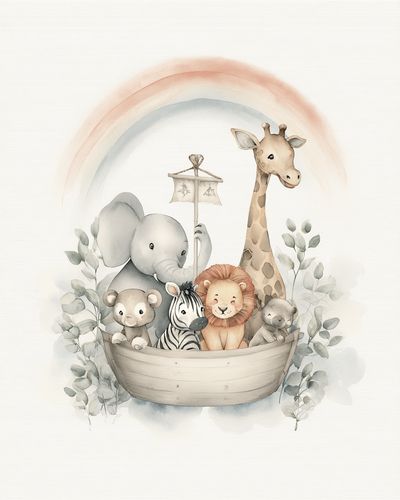 Safari Ark Watercolor Nursery Poster. poster