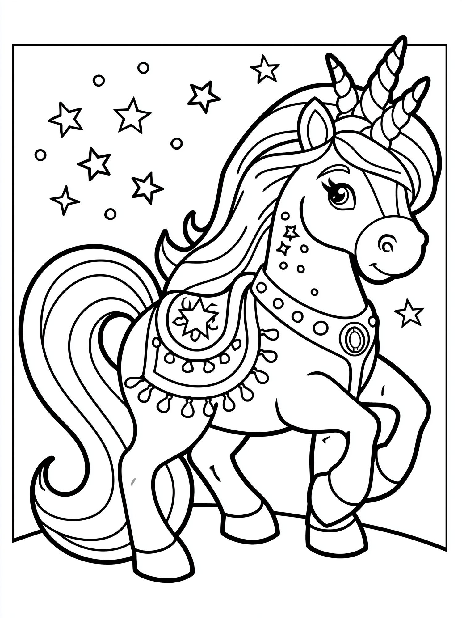 Unicorn Stars Coloring Poster. poster detail