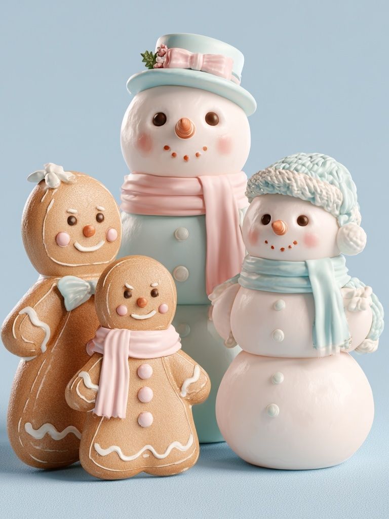 Pastel Gingerbread Snowmen Poster. poster — kids art