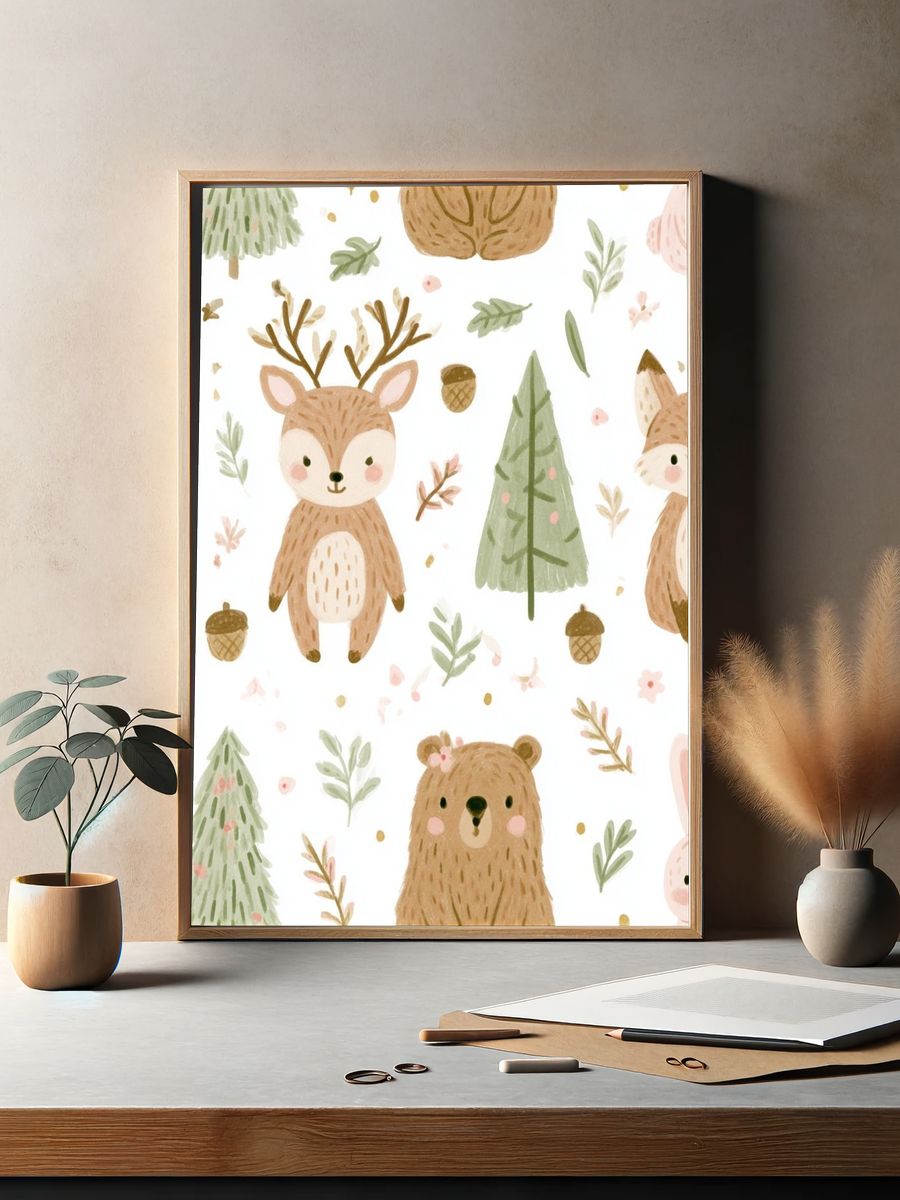 Woodland Animals Nursery Print. — room view 2