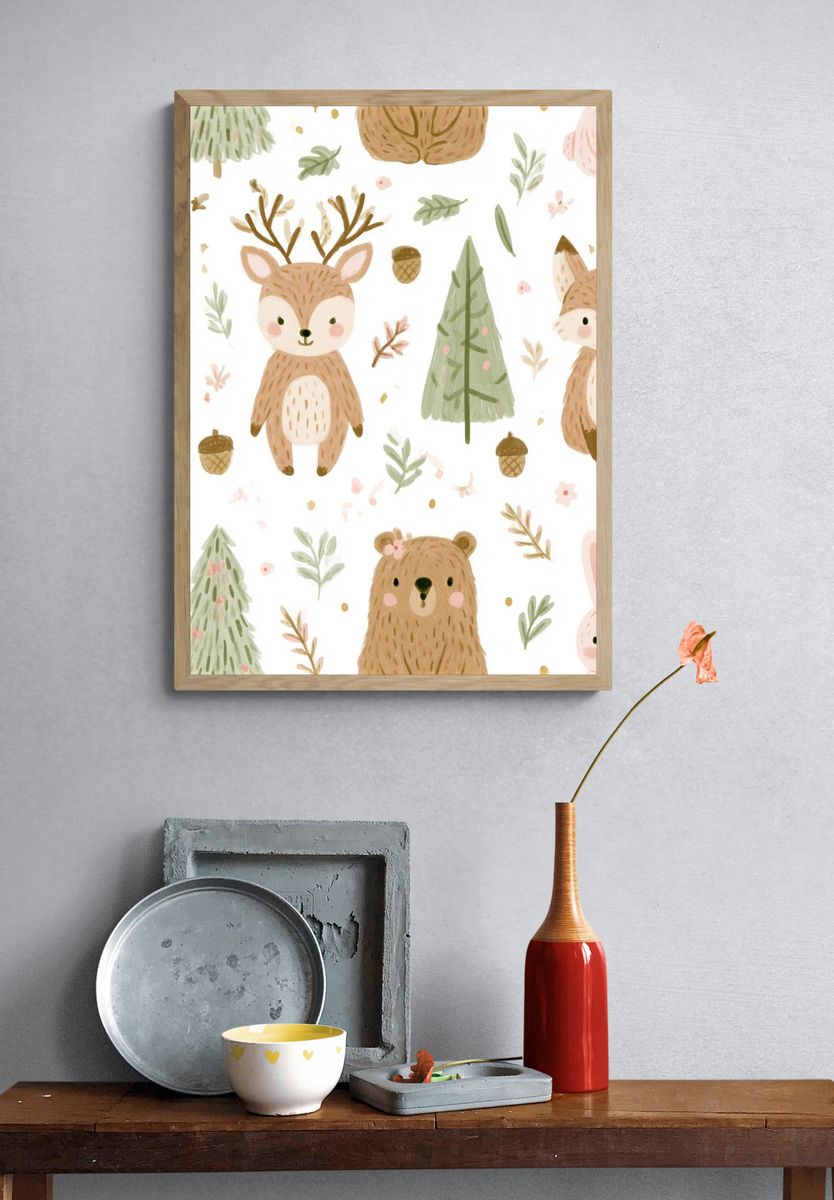 Woodland Animals Nursery Print. — room view 3