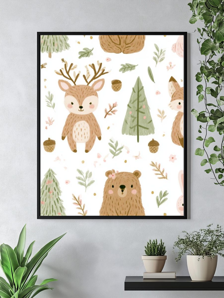 Woodland Animals Nursery Print. — room view 4