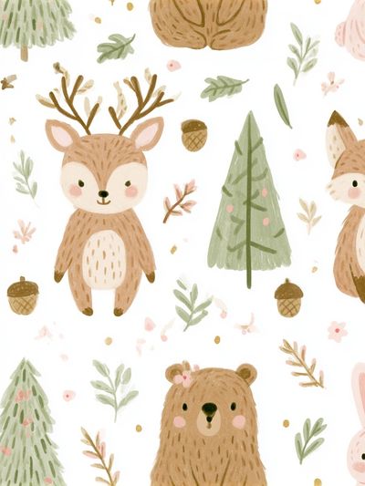 Woodland Animals Nursery Print.