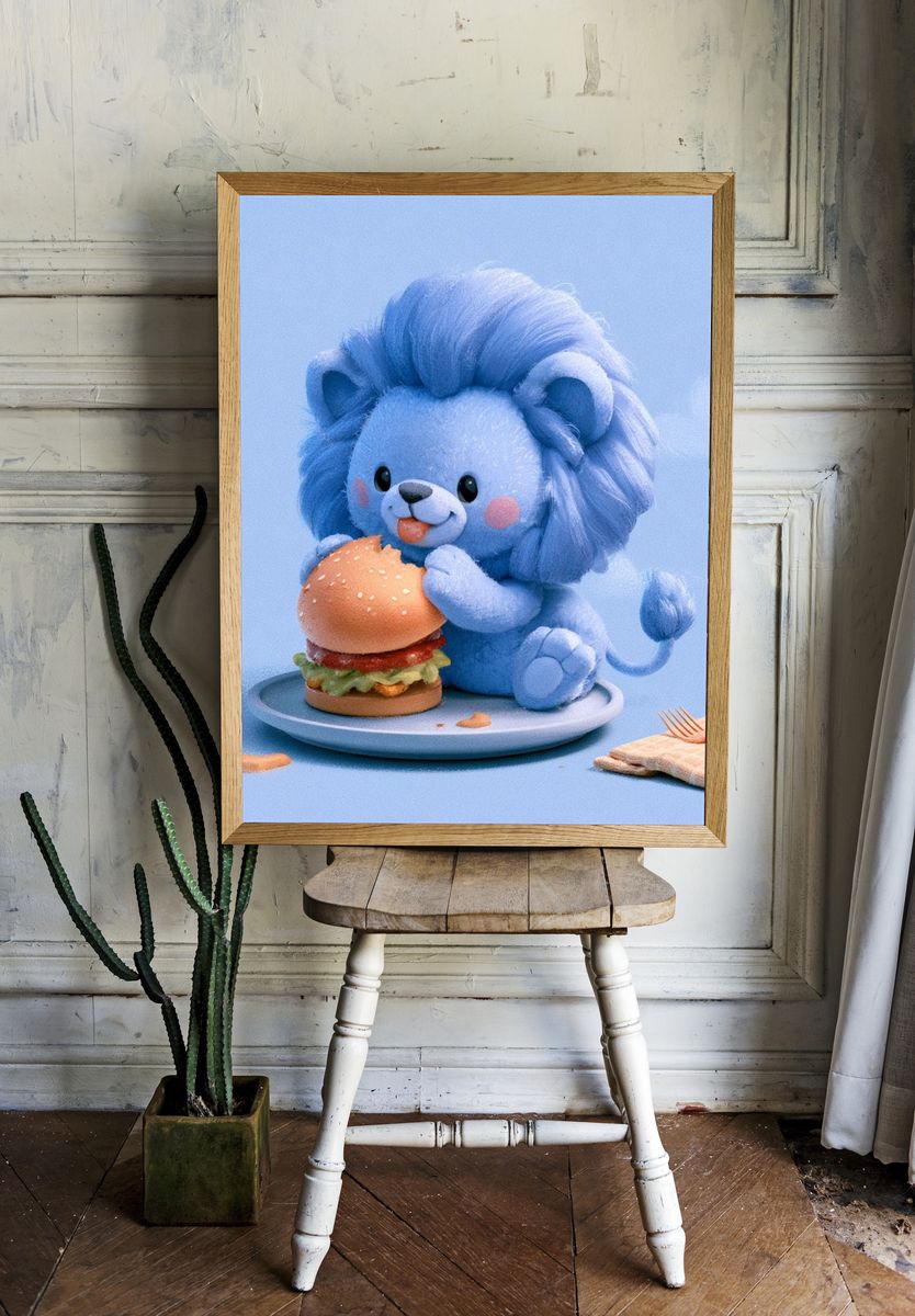 Blue Lion Burger Poster. room preview