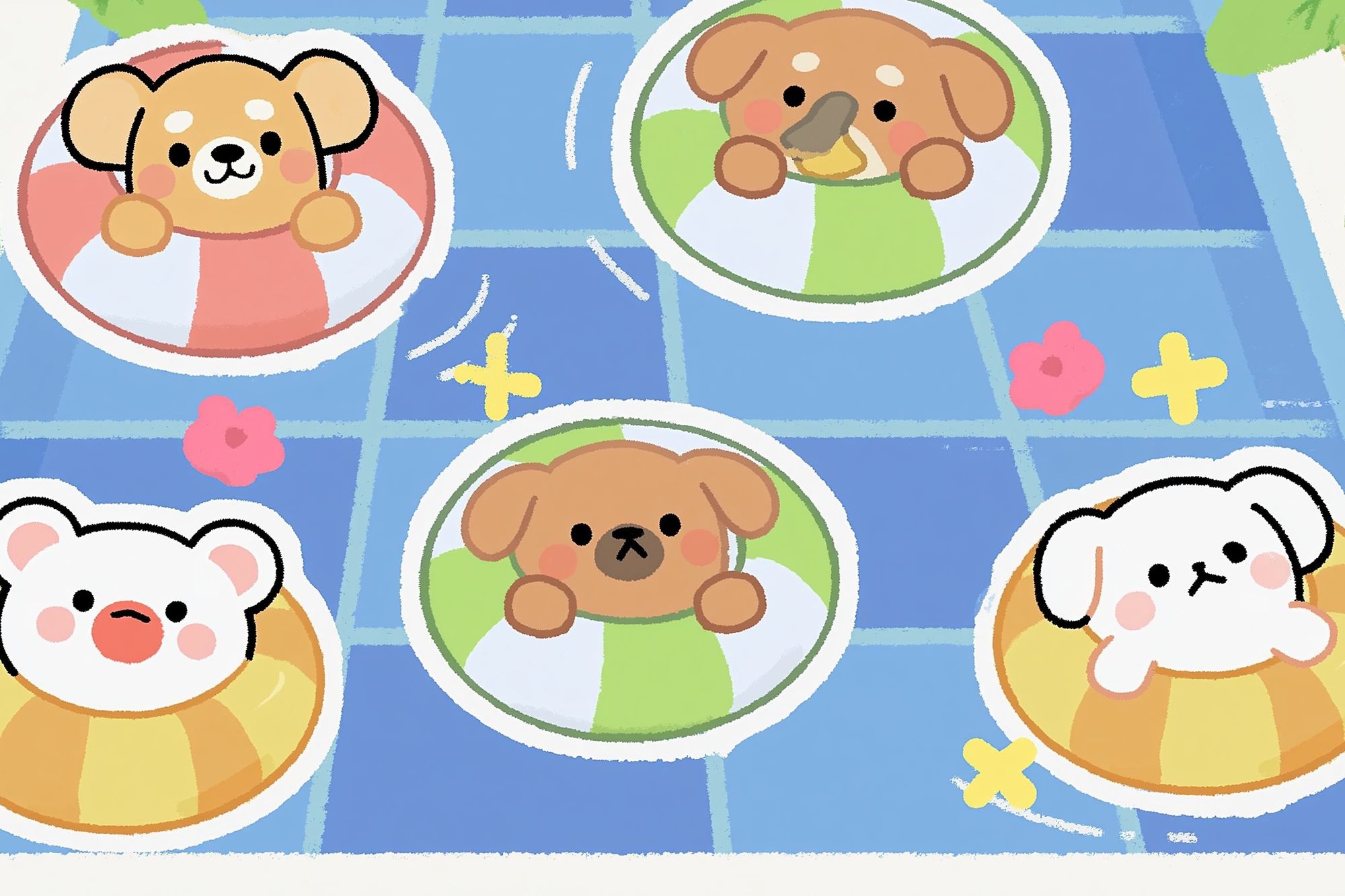 Cute Puppies Pool Float Poster. poster detail