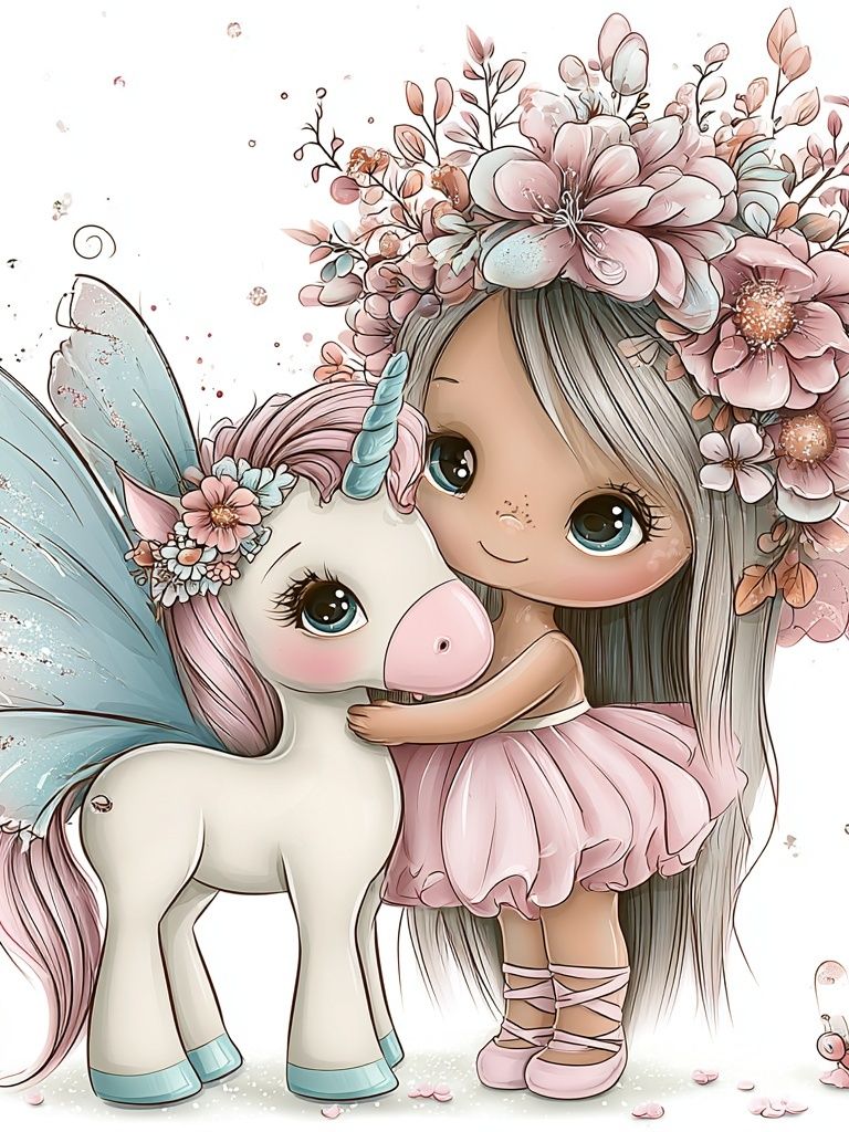 Unicorn Girl and Pony Illustration Poster. poster detail