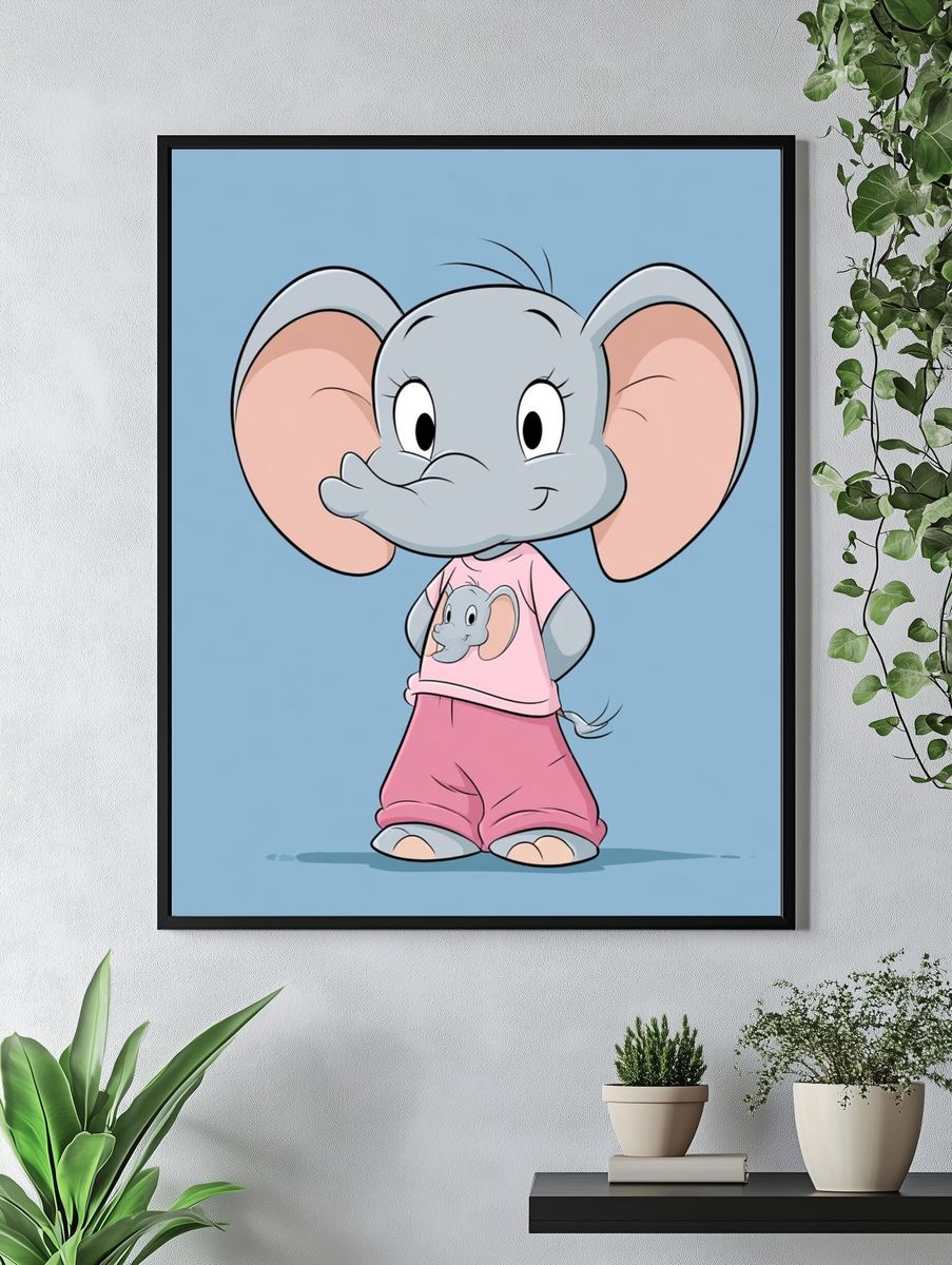 Cute Baby Elephant Cartoon Poster. — room view 4