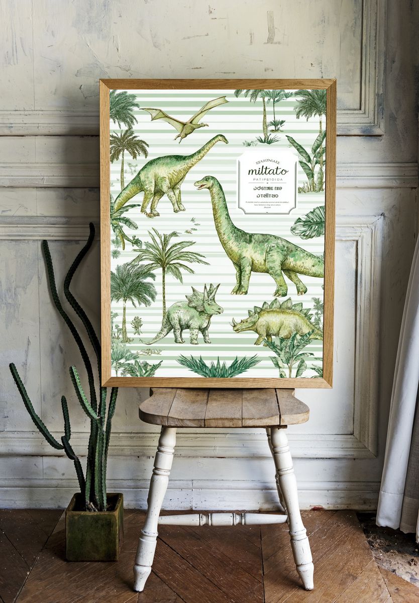 Dinosaur Jungle Nursery Print. — room view 1