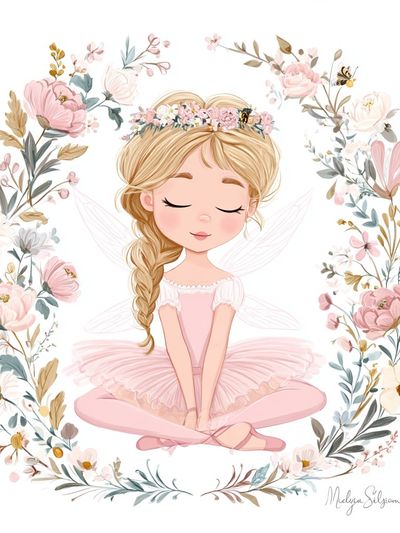 Floral Ballerina Fairy Illustration Poster. poster print