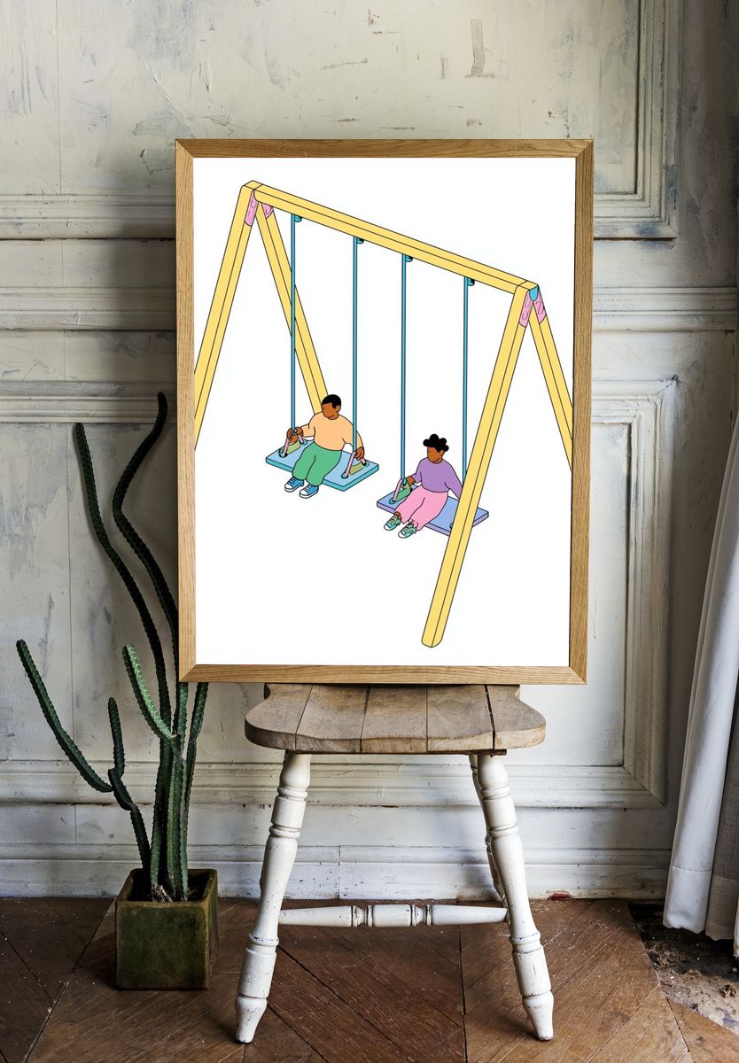 Playground Swing Set Illustration Poster. — room view 1