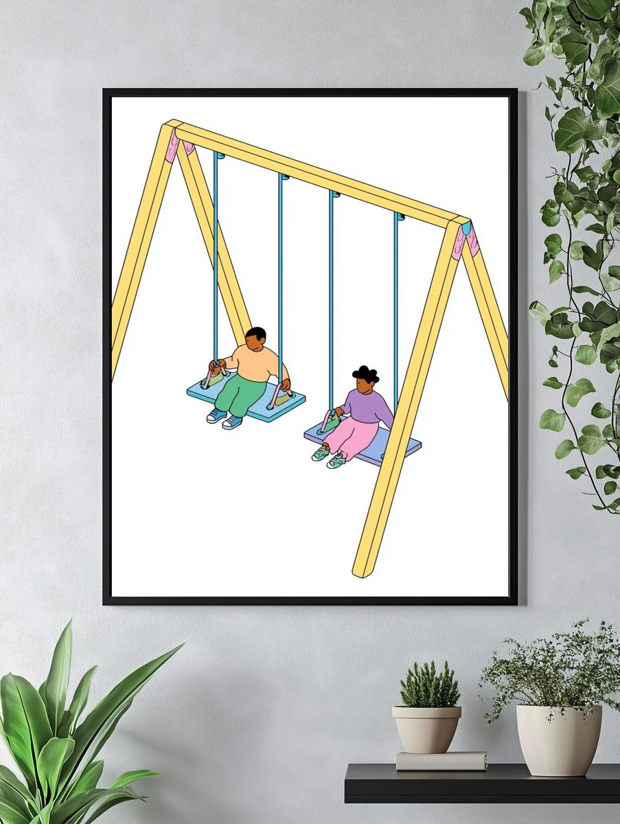 Playground Swing Set Illustration Poster. — room view 4