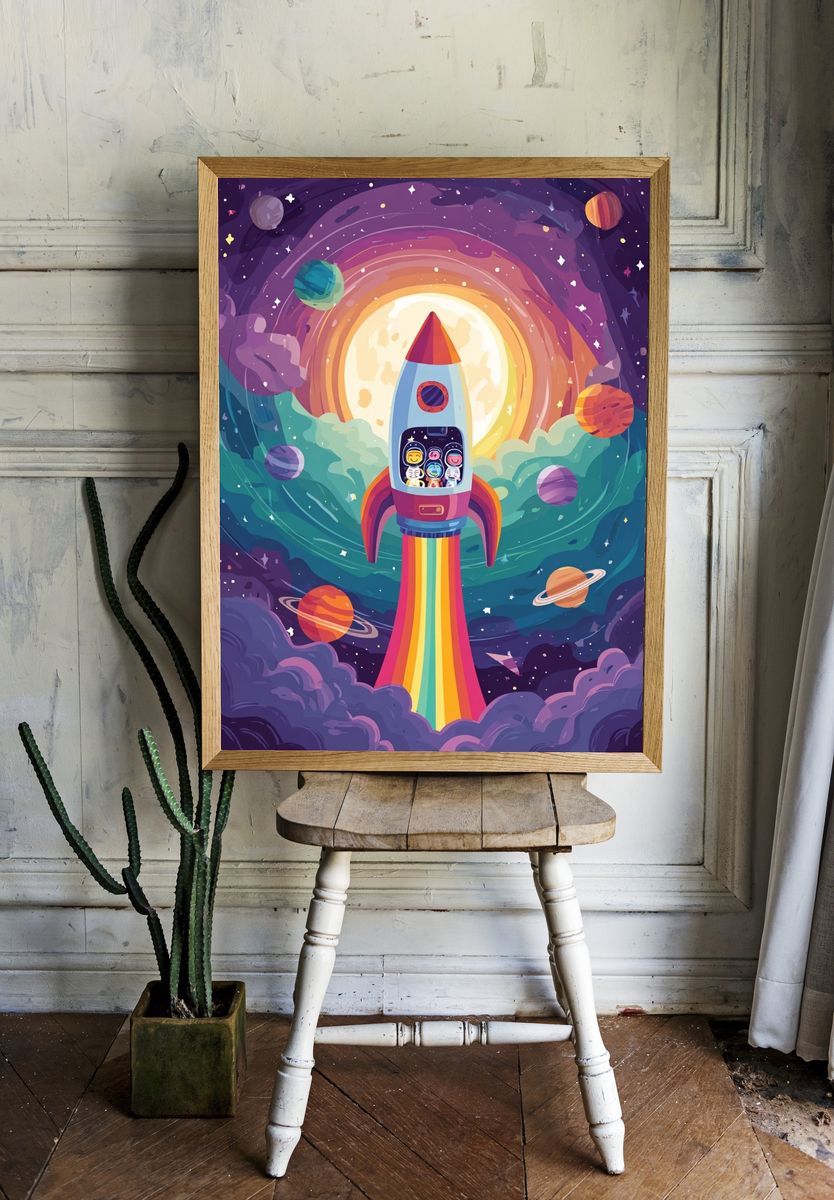 Rocket Adventure — Cartoon Print. — room view 1