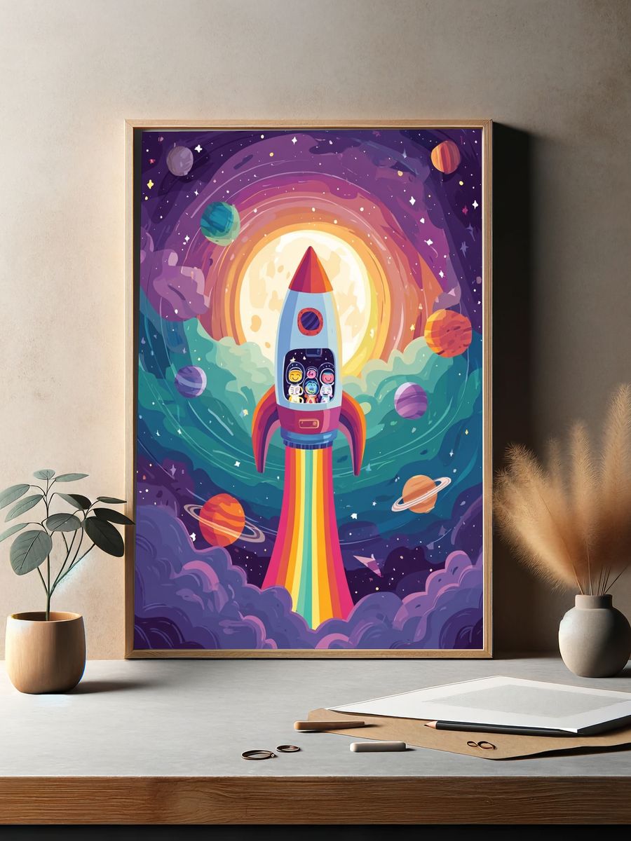 Rocket Adventure — Cartoon Print. — room view 2