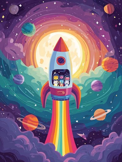 Rocket Adventure — Cartoon Print. poster print